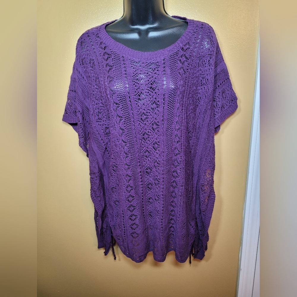 Intriguing Threads Purple Knit Coverup sz L/XL